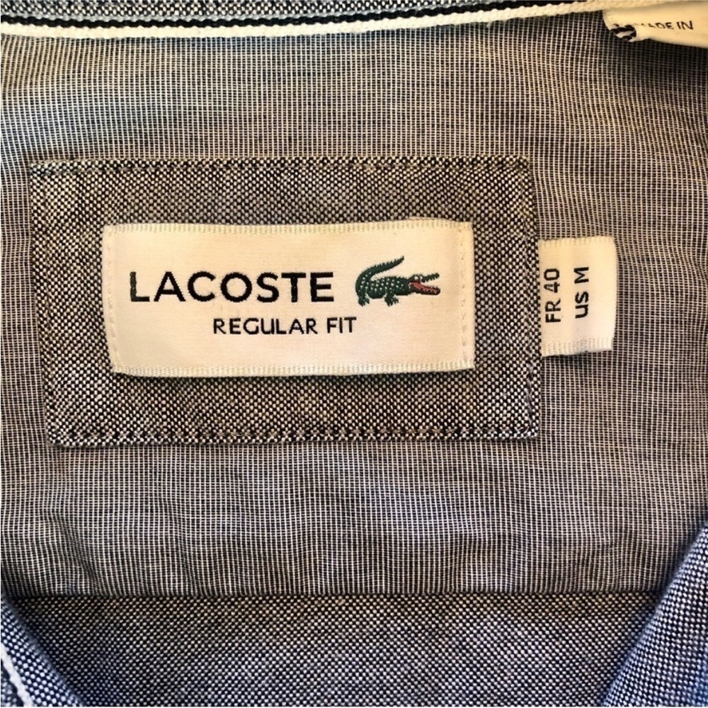 Lacoste. Buttoned Collar Long Sleeve Cotton Shirt. Chambray. US Medium FR 40. - Picture 4 of 4